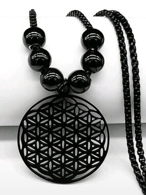 Black Geometric Pendant Necklace for Women by